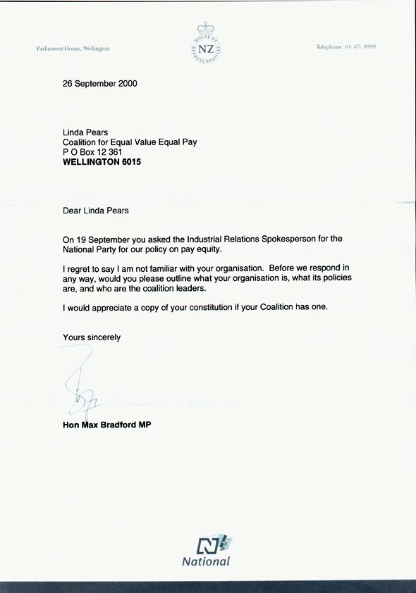Letter from the National Party