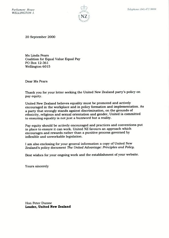 Letter from the United Party